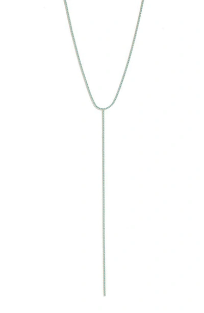 Shop Adinas Jewels Tennis Lariat Necklace In Turquoise