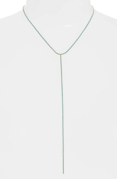 Shop Adinas Jewels Tennis Lariat Necklace In Turquoise