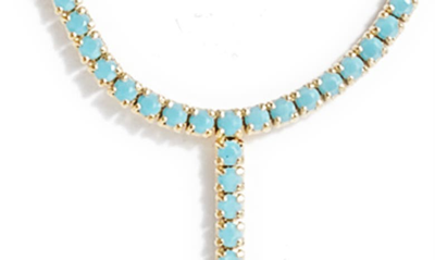 Shop Adinas Jewels Tennis Lariat Necklace In Turquoise