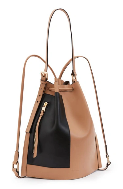 Shop Allsaints Alpha Two-tone Leather Backpack In Palisade Tan/ Black