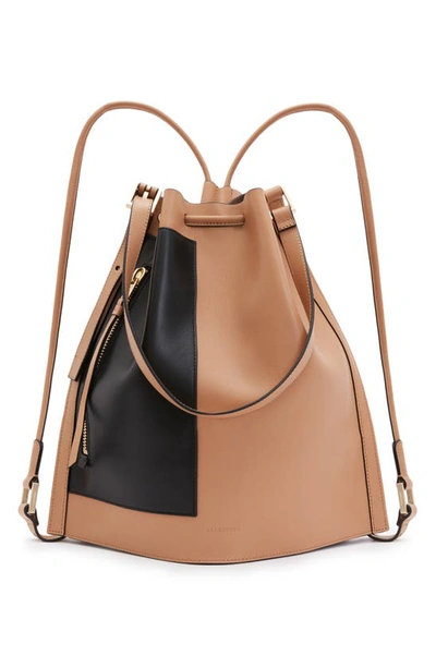 Shop Allsaints Alpha Two-tone Leather Backpack In Palisade Tan/ Black