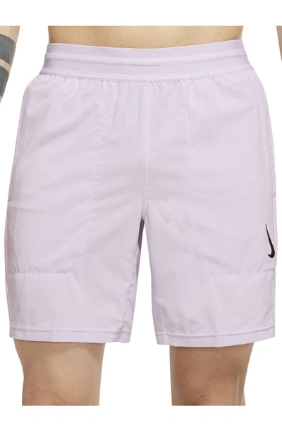 Shop Nike Dri-fit Flex Pocket Yoga Shorts In Doll/ Black