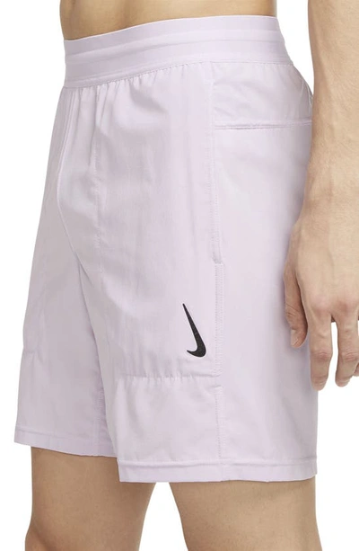 Shop Nike Dri-fit Flex Pocket Yoga Shorts In Doll/ Black