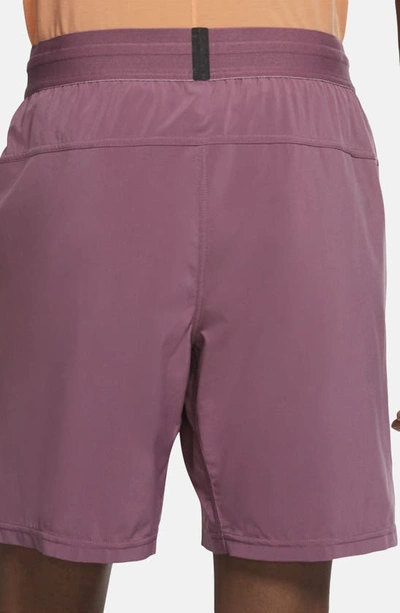 Shop Nike Dri-fit Flex Pocket Yoga Shorts In Light Mulberry