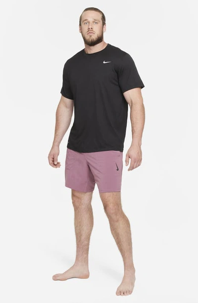 Shop Nike Dri-fit Flex Pocket Yoga Shorts In Light Mulberry