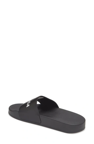 Shop Balenciaga Kids' Logo Pool Slide Sandal In Black/ White