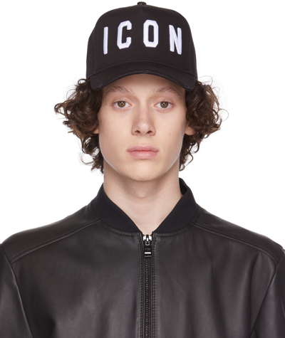 Shop Dsquared2 Black Be Icon Cap In M002 Black Red