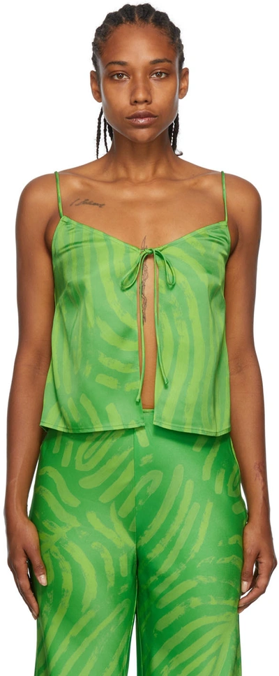 Shop Simon Miller Green Zapa Tank Top In Abstract Leaf Print-