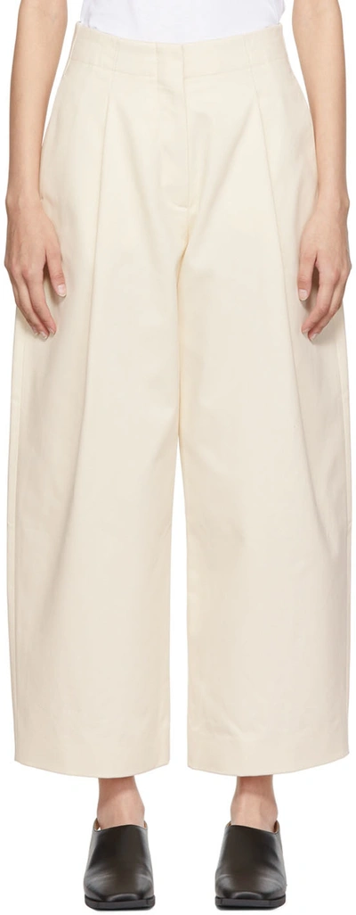 Shop Studio Nicholson Off-white Dordoni Volume Trousers In Cream