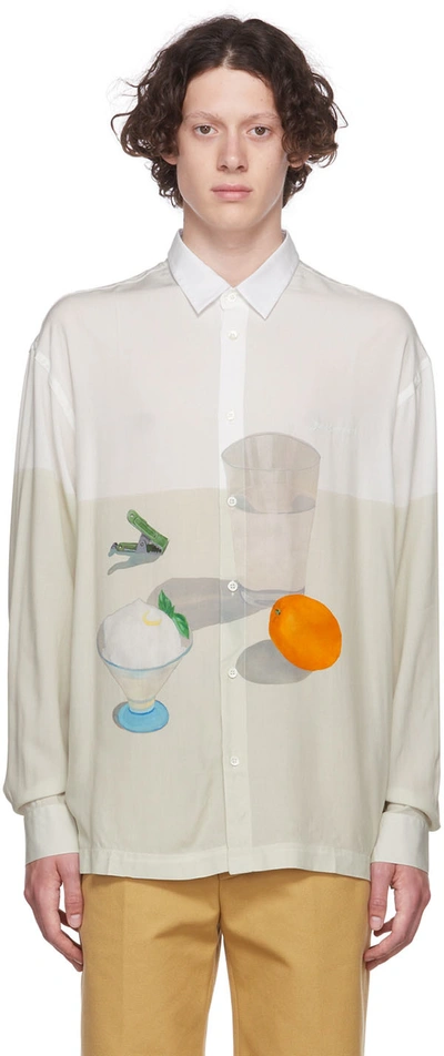 Shop Jacquemus White 'la Chemise Baou' Shirt In Print Still Life Bei