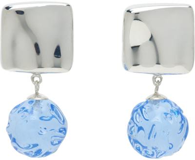 Shop Agmes Silver & Blue Anthony Bianco Edition Lea Earrings In Silver/blue