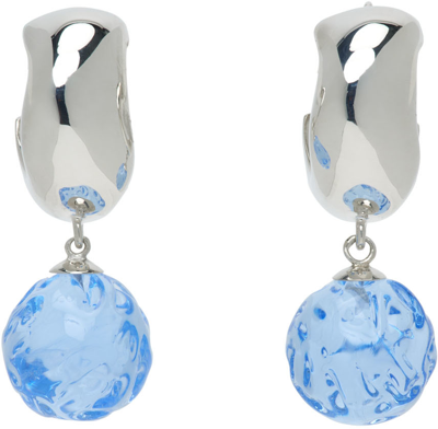 Shop Agmes Silver & Blue Anthony Bianco Edition Small Cleo Earrings In Silver/blue