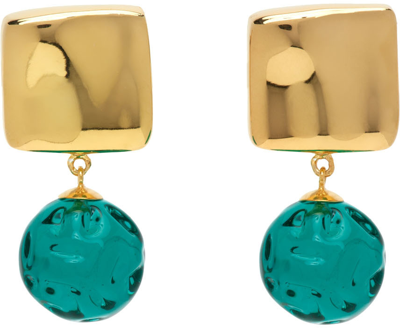 Shop Agmes Gold & Green Anthony Bianco Edition Lea Earrings In Gold / Green