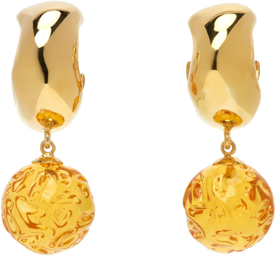 Shop Agmes Gold & Yellow Anthony Bianco Edition Small Cleo Earrings In Gold / Yellow