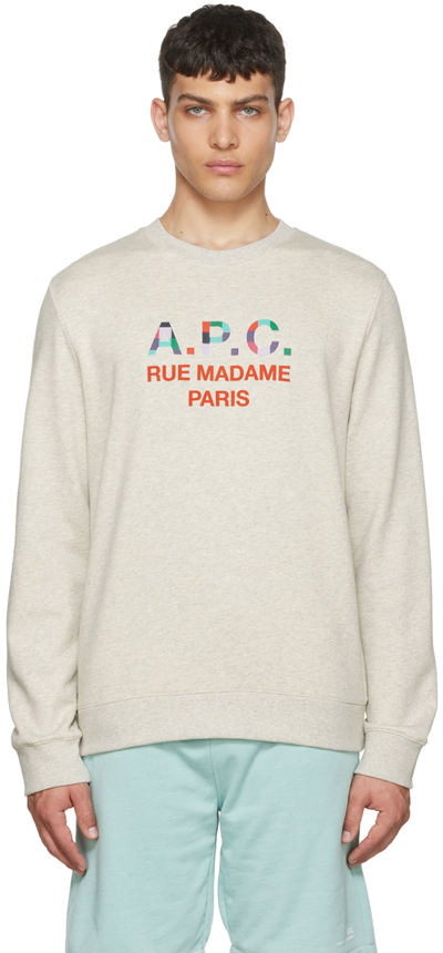 Shop Apc Gray Achille Sweatshirt In Paa Heathered Ecru