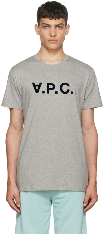 Shop Apc Gray Cotton T-shirt In Plb Heathered Light