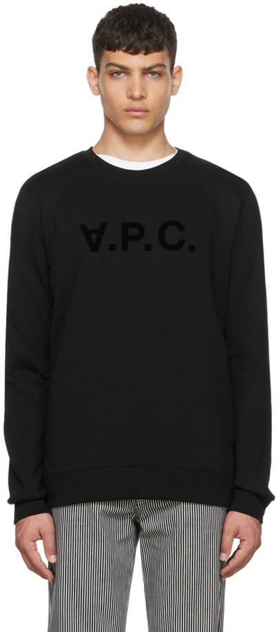 Shop Apc Black Cotton Sweatshirt In Lzz Noir