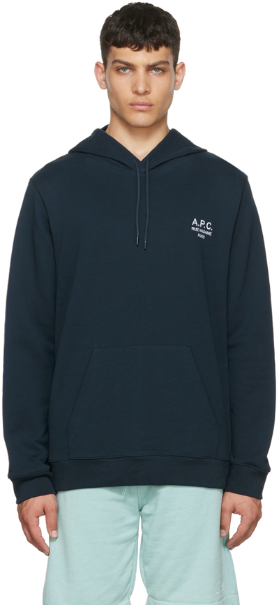 Shop Apc Navy Marvin Hoodie In Iaj Marine