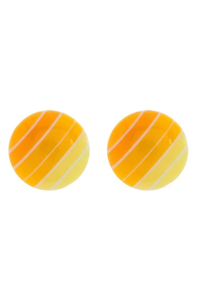 Shop Abound Striped Resin Stud Earrings In Yellow