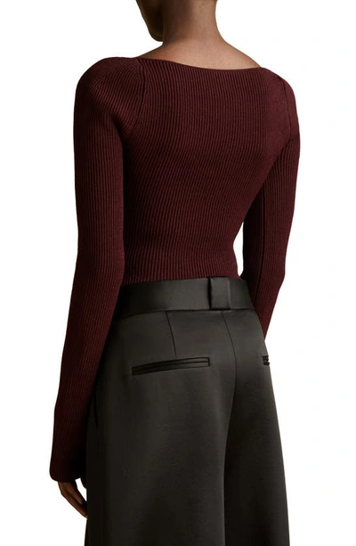 Shop Khaite Maddy Ribbed Bustier Sweater In Merlot