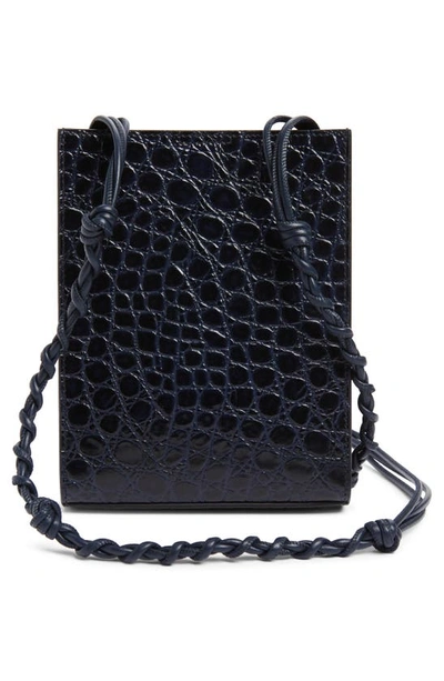 Shop Jil Sander Small Leather Shoulder Bag In Dark Blue