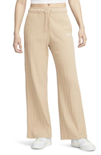 Nike Women s Sportswear Ribbed Jersey Wide Leg Pants In Brown ModeSens