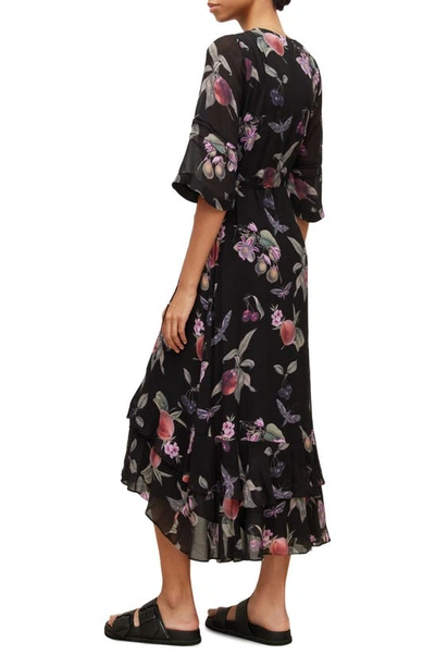 Shop Allsaints Delana Soleil Floral Print Wrap Dress In Black