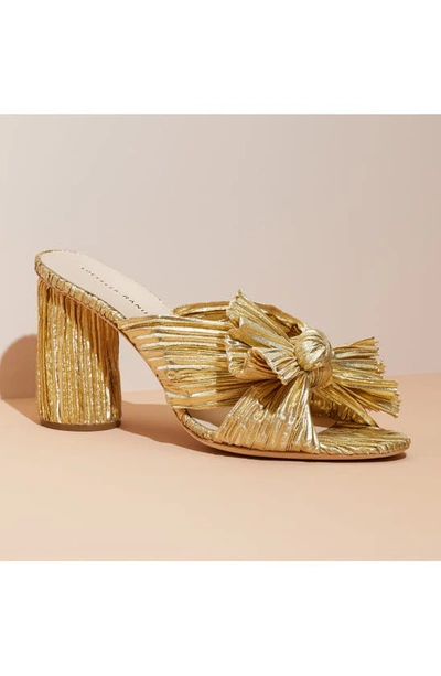 Shop Loeffler Randall Penny Knotted Lamé Sandal In Almond