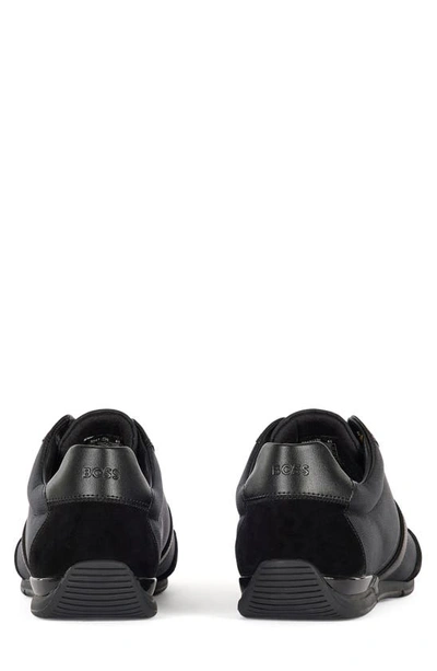 Shop Hugo Boss Saturn Low Top Sneaker In Black/ Brown Leather