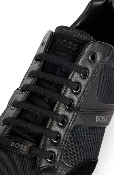 Shop Hugo Boss Saturn Low Top Sneaker In Black/ Brown Leather