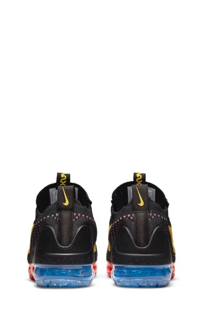 Shop Nike Kids' Air Vapormax 2021 Fk Sneaker In Black/ Gold Photo Blue