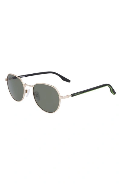 Shop Converse North End 51mm Round Sunglasses In Satin Gold