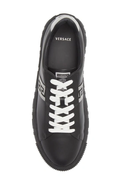 Shop Versace Greca Low Top Sneaker In Black Silver