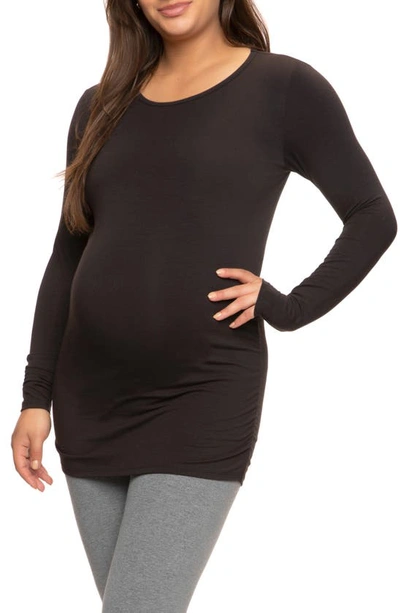 Shop Felina Stretch Cotton & Modal Maternity T-shirt In Black