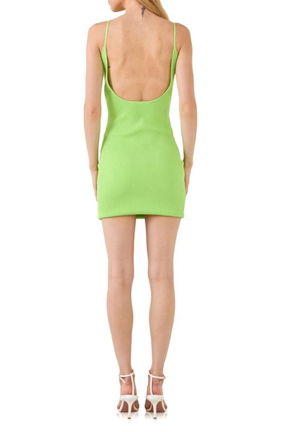 Endless Rose Sweetheart Neck Low Back Rib Minidress In Lime
