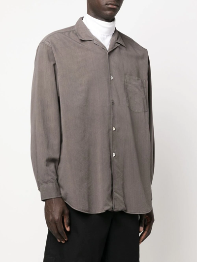 Pre-owned Comme Des Garçons 1990s Cutaway Collar Striped Shirt In Grey