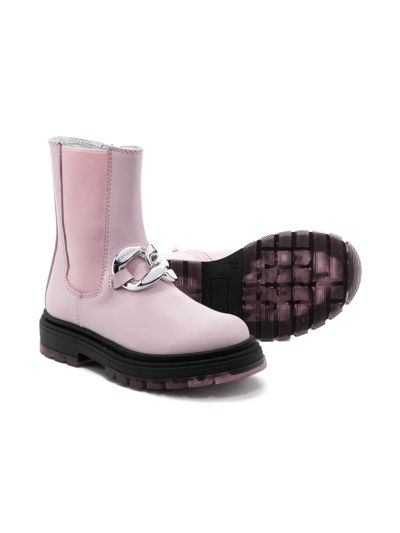 Shop Monnalisa Chunky-chain Detail Boots In Pink