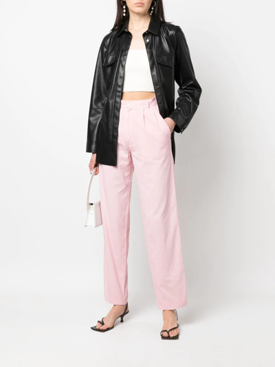 Pre-owned Versace 1990s High-waisted Straight-legged Trousers In Pink