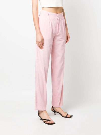 Pre-owned Versace 1990s High-waisted Straight-legged Trousers In Pink