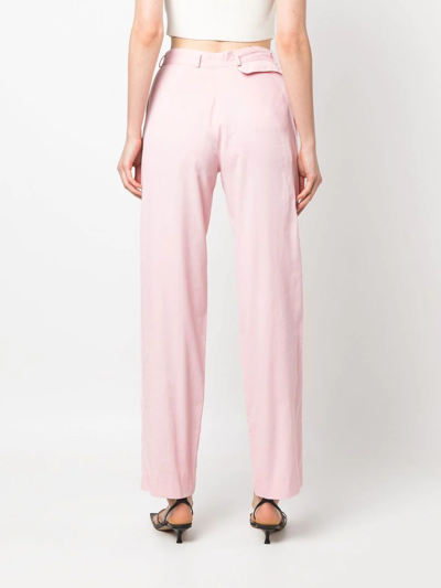 Pre-owned Versace 1990s High-waisted Straight-legged Trousers In Pink