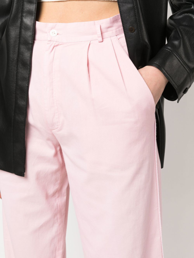 Pre-owned Versace 1990s High-waisted Straight-legged Trousers In Pink