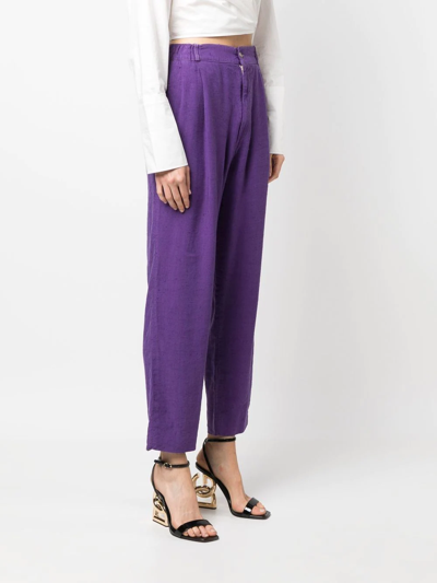 Pre-owned Dolce & Gabbana 1990s Pleat Detailing Straight-legged Trousers In Purple