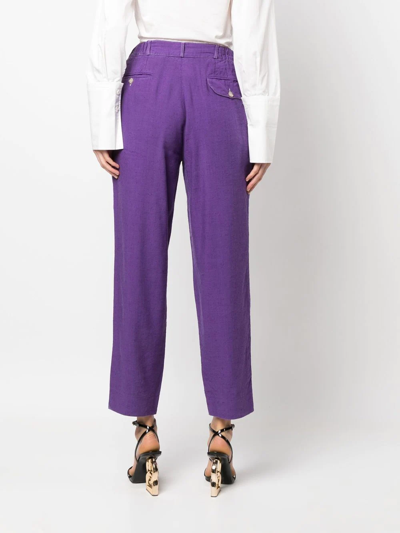 Pre-owned Dolce & Gabbana 1990s Pleat Detailing Straight-legged Trousers In Purple