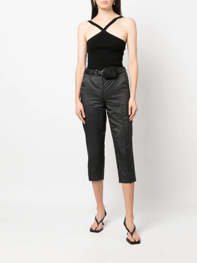 Pre-owned Prada 2000s High-waisted Cropped Trousers In Grey