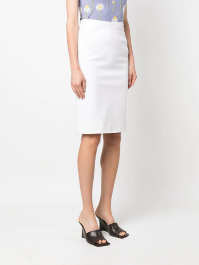 Pre-owned Dolce & Gabbana 2000s Knee-length Pencil Skirt In White