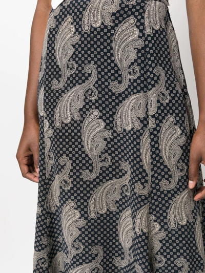 Pre-owned Pierre Cardin 1980s Printed Flared Knee-length Skirt In Black