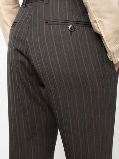 Pre-owned Gucci 2000s Pinstriped Slim-legged Tailored Trousers In Grey