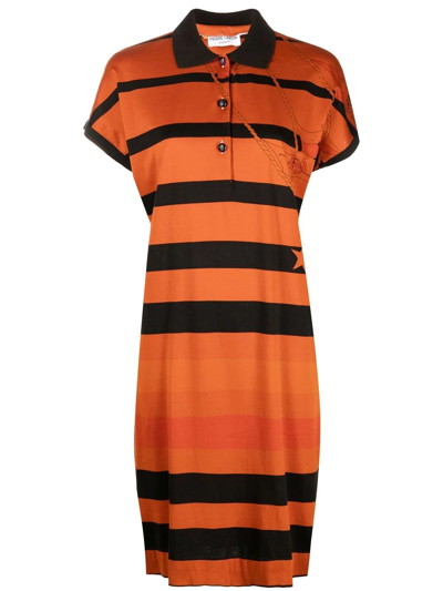 PIERRE CARDIN Pre-owned 1980s Striped Polo Dress In Orange