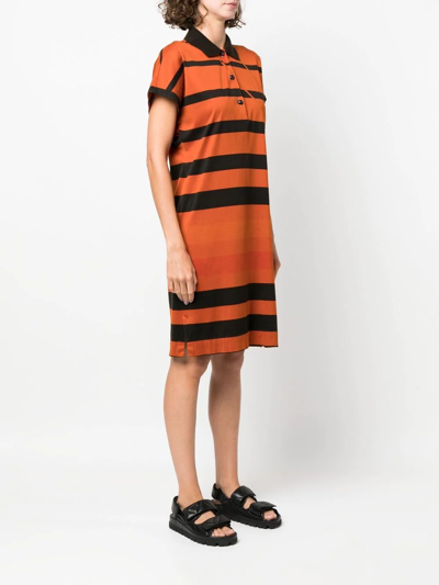 Pre-owned Pierre Cardin 1980s Striped Polo Dress In Orange