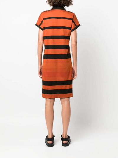 Pre-owned Pierre Cardin 1980s Striped Polo Dress In Orange